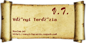 Ványi Terézia névjegykártya